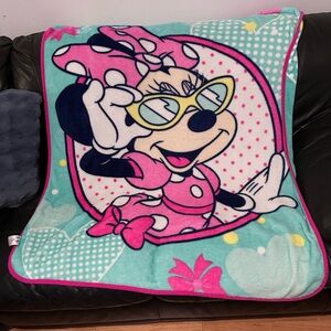 Disney Minnie Mouse Pink and Teal Blanket